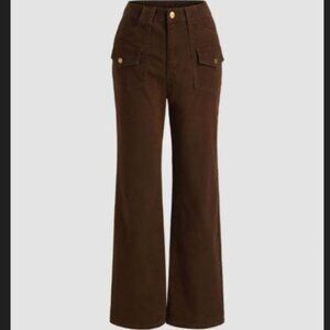 Cider Last Autumn Chocolate Brown High Waist Classic Straight Leg Trousers